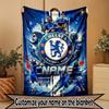 Custom Name Personalized Chelsea F.C Print Blanket, Home Decor, Bedroom, Sofa, Camping, Couch, Gifts for Birthday Christmas