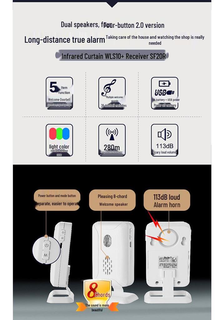 Villa Entrance Infrared Induction Doorbell - Long-Distance, Split Type