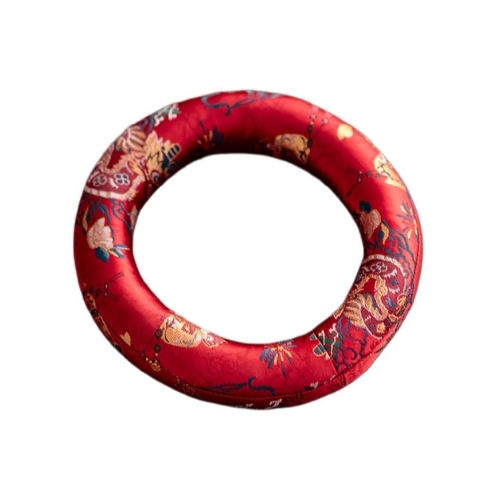 Donut Shape Singing Bowl Mat Nepalese Wooden Fish Coaster Sound Copper Out Mat  Meditation