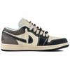 Jordan Air Jordan 1 Уличные Нескользящие Износостойкие Низкие Винтажные Баскетбольные Кроссовки Мужские Черный Кофе Бежевый HQ3437-101(Команда96-)