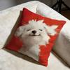 Oil Painting West Highland Terrier Cushion Cover Soft Decorative Pillow Case Suitable for Bedroom Sofa Car Travel Use