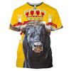 Spain Show Spanish Bullfight Bull Print T-shirt 3D Summer Men Short Sleeve Trendy Animal Man Clothing Shirt Tops