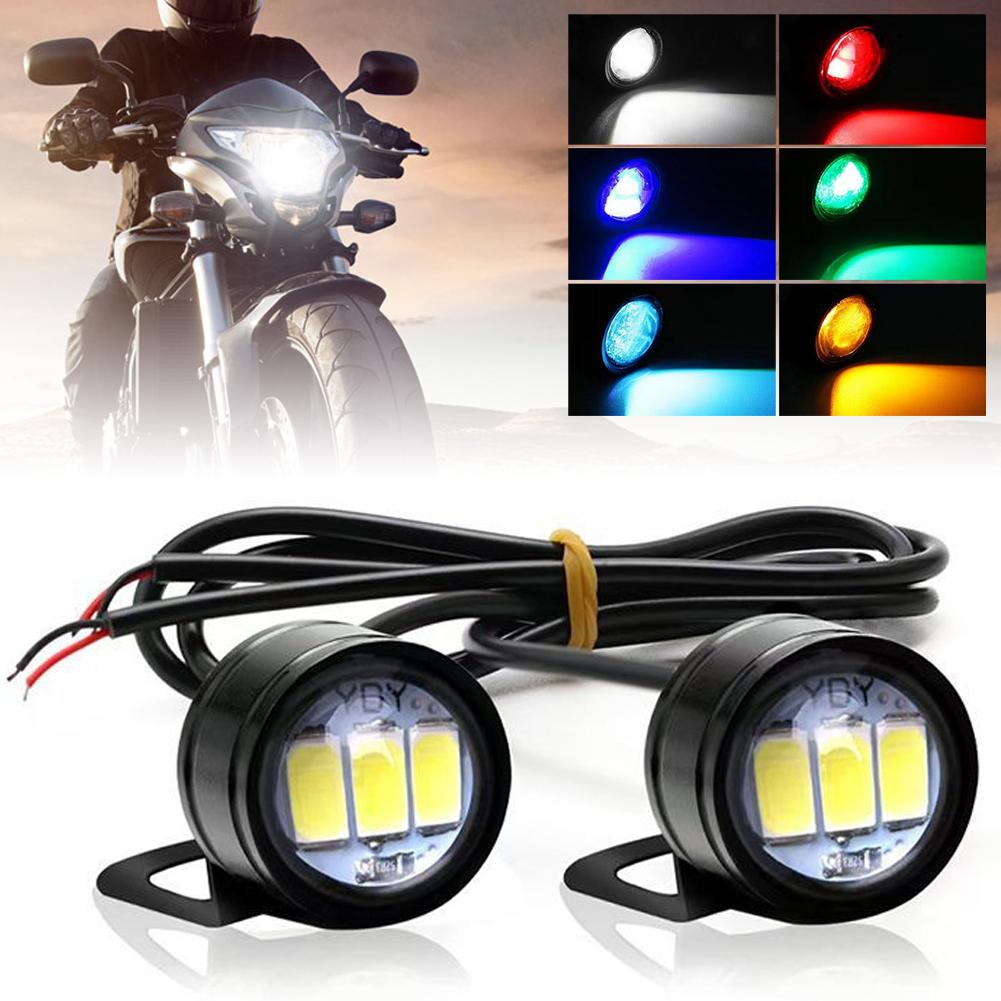 2Pcs Motorcycle Auto LED DRL Daytime Running Lights Eagle Eye Backup Lamp Automobiles Reversing Parking Turn Signal Lamp