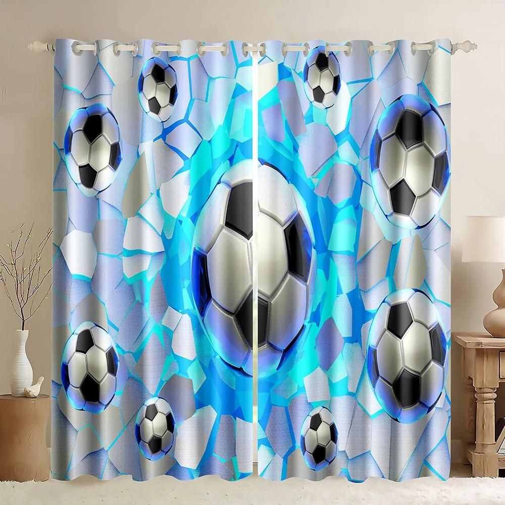 Футбольная серия, оконные шторы с узором, спортивная тема, тонкие шторы, портьеры для гостиной, спальни, детской комнаты для мальчиков, домашний декор 2023