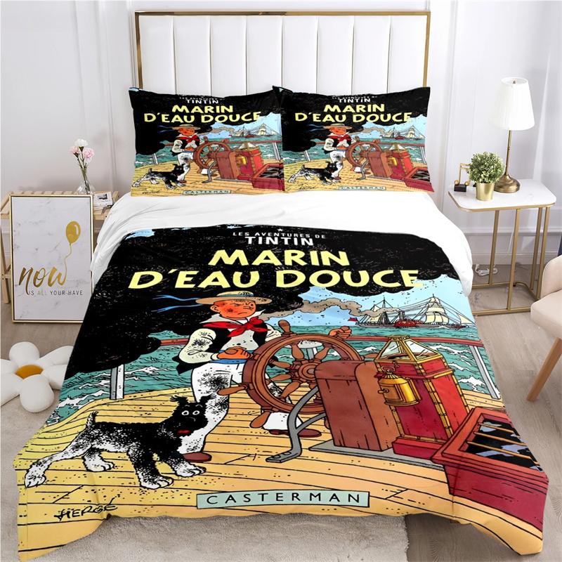 Cute T-Tintines Cartoon Funny All Season Duvet Cover Bedding Sets Soft Quilt Cover and Pillowcases Teen Single/Double/Queen/King