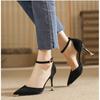 Hollow High Heels Women's 2025 New Temperament Socialite One-word Buckle Straps with Skirt Stiletto Shoes