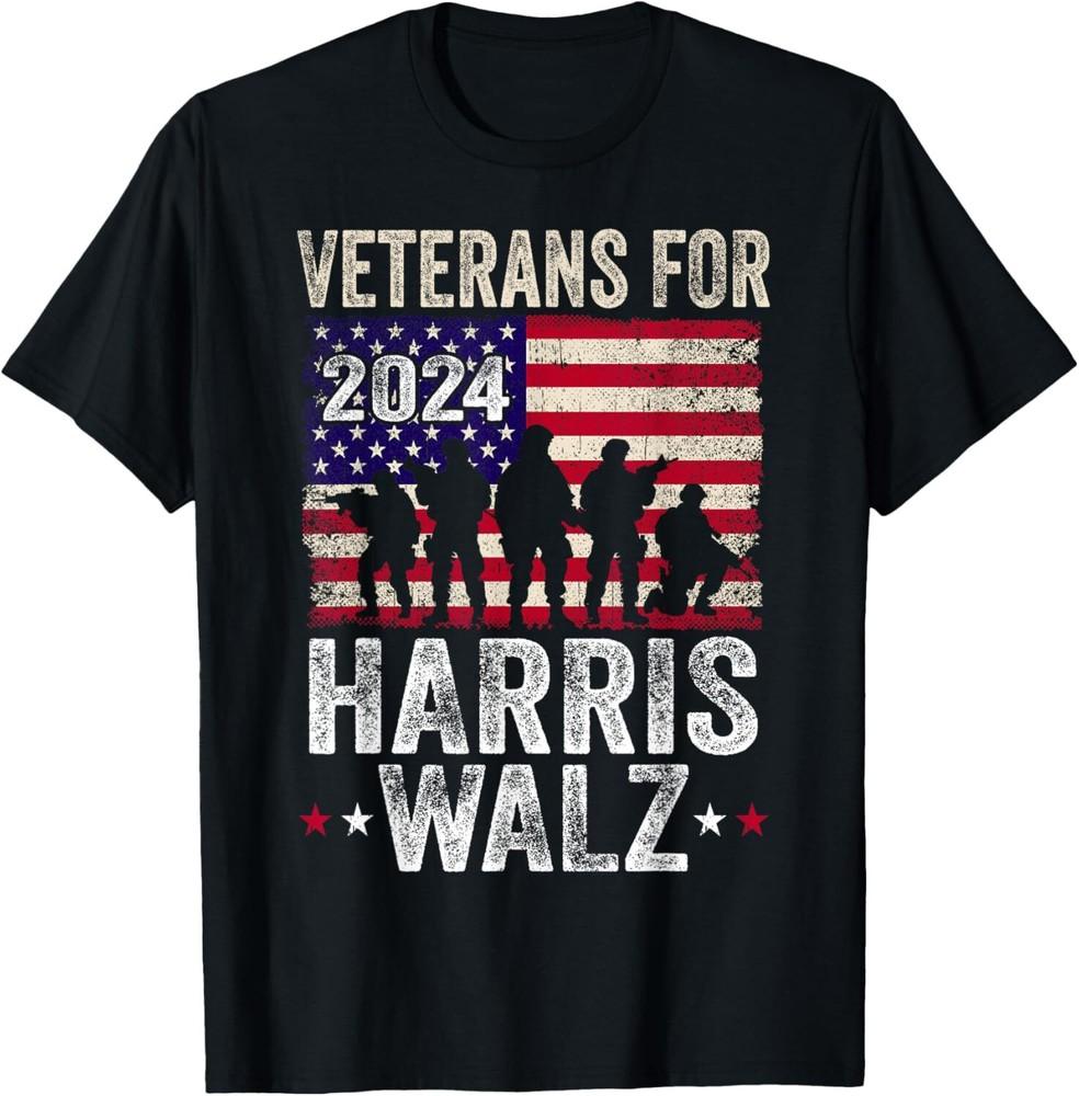 Veterans for Harris Waltz 2024 Comma La Kamala USA Flag T-Shirt Unisex T-Shirt