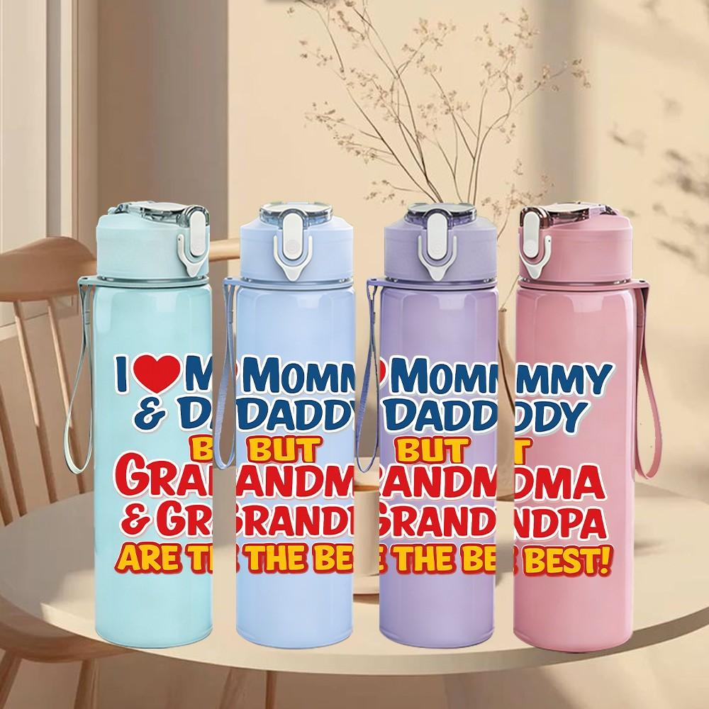 1PC I Love Mommy Daddy 750ml Color Plastic Sports Water Bottle Leakproof Flip Straw Lid Suitable for Sports Office Home Use