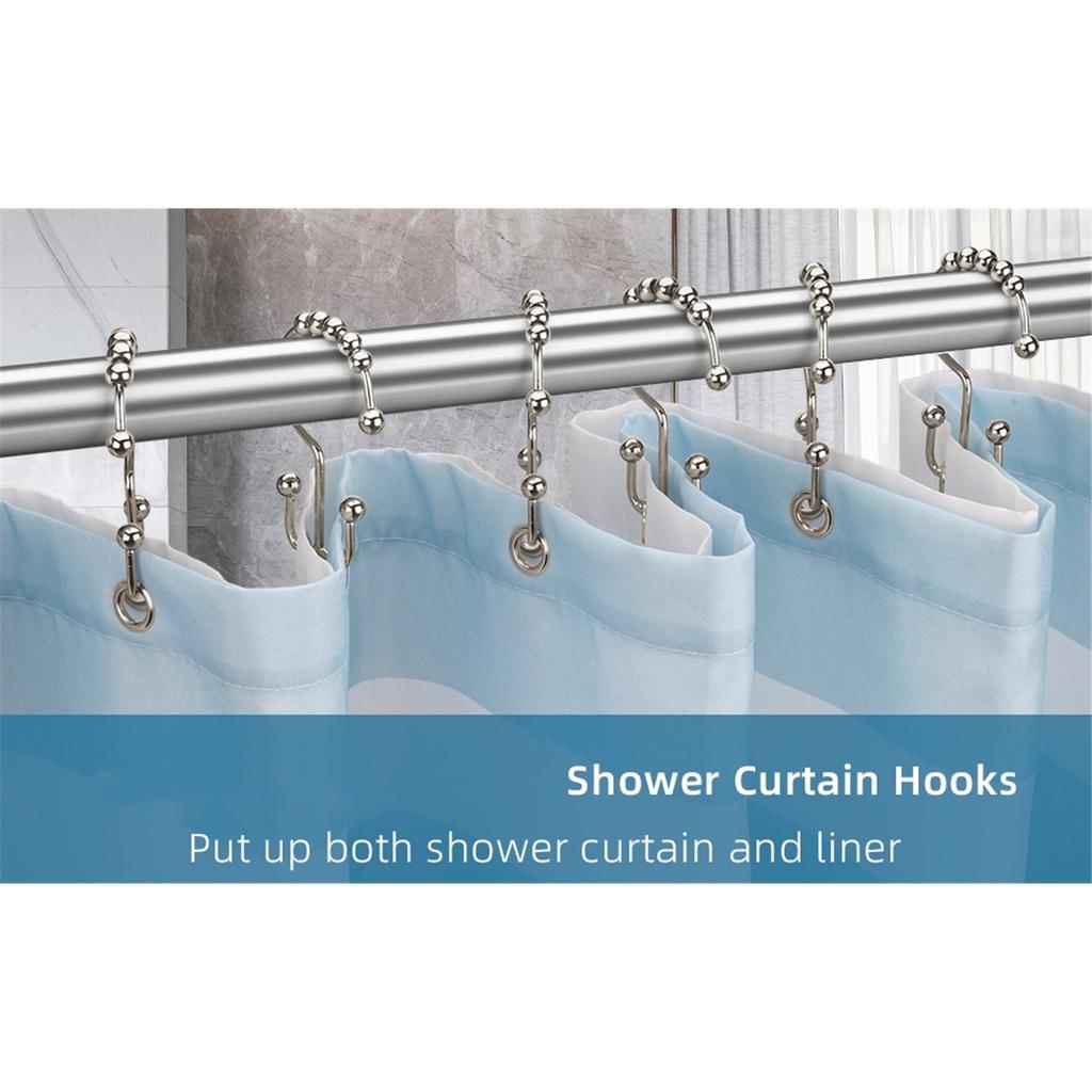 Shower Curtain Hooks, Shower Curtain Rings Roller Polished Satin Nickel Ball 12 Pcs/pack Rustproof