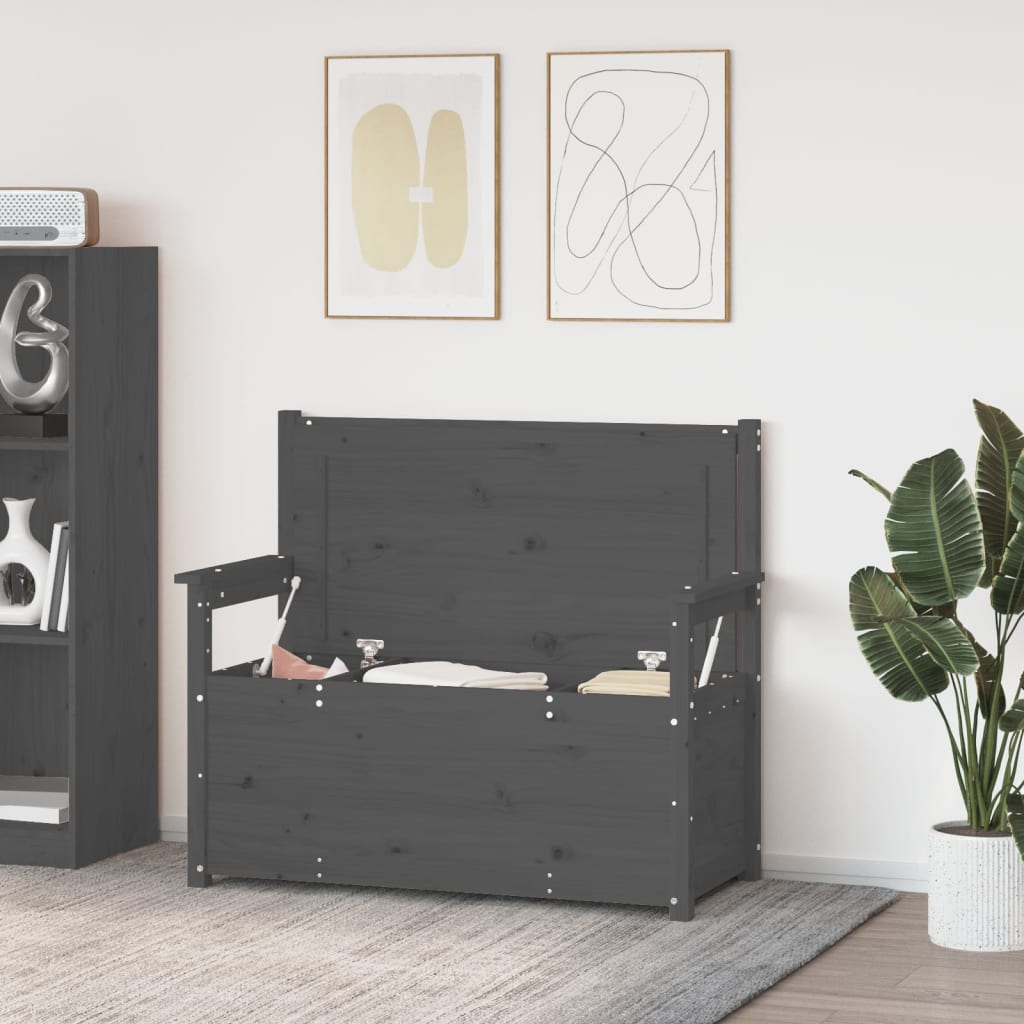 Gray Bench 112.5 x 51.5 x 96.5 cm Solid Pine Wood