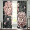 Винтажная Тюлевая оконная занавеска с ботаническими пионами для гостиной, спальни, вуаль, прозрачные шторы, кухонные шторы, занавески