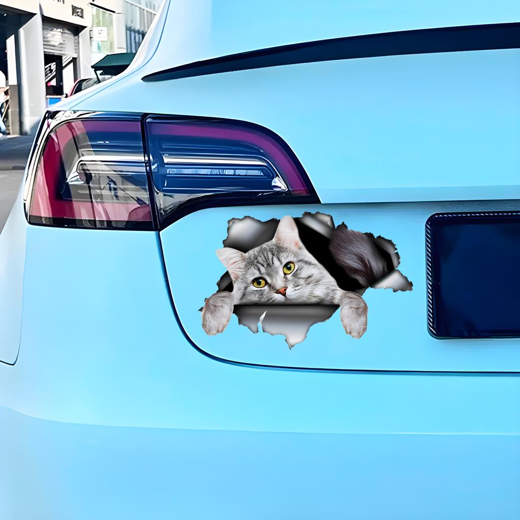 Gray Tabby Cat Cute Animal Car Decals Bumper Window Stickers Car Accessories Waterproof Vinyl Material