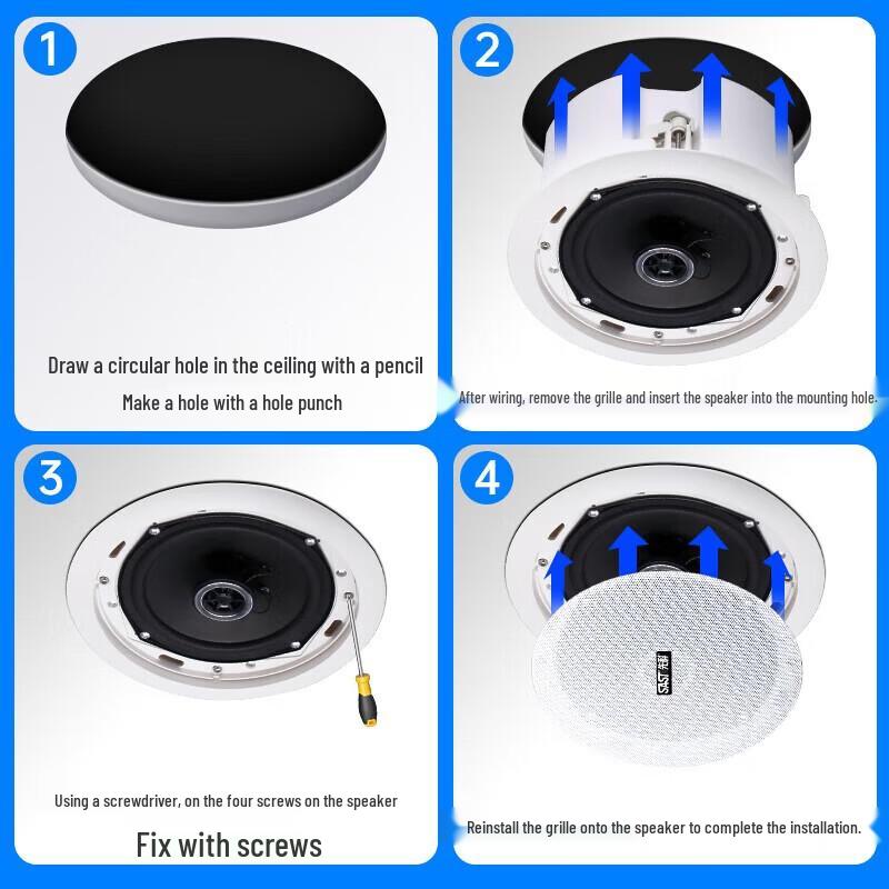 SAST 6.5-inch Coaxial Ceiling Speaker Set CN plug (adapter included) (CN version)