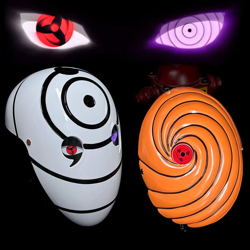 Naruto Mask Halloween Glowing Sharingan Uchiha Obito White Mask Cosplay Props