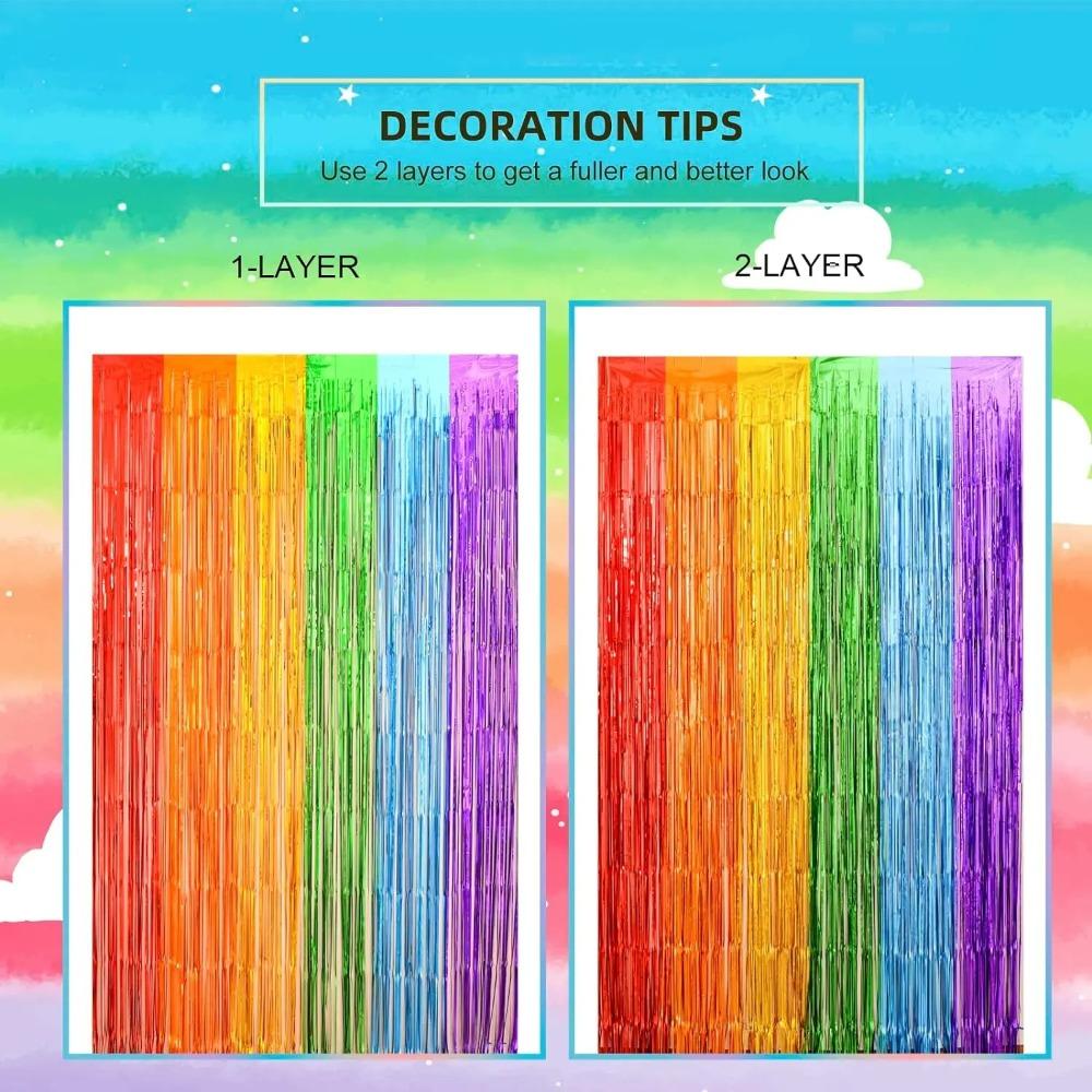 Background Decoration Foil Fringe Tinsel Curtain 2M Foil Tassel Curtain  Baby Shower Party