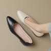 Soft Leather Soft Sole Pointed Thick Heel Grandma Shoes Women's 3440 Size Full Leather Commuting Elastic Mouth Nude Medium Heel Single Shoes