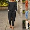 Women's Autumn Solid Color Casual Top and Pants Set