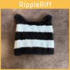 Cats Ears Design Knit Cap With Stripe Style For Cold Season Wear