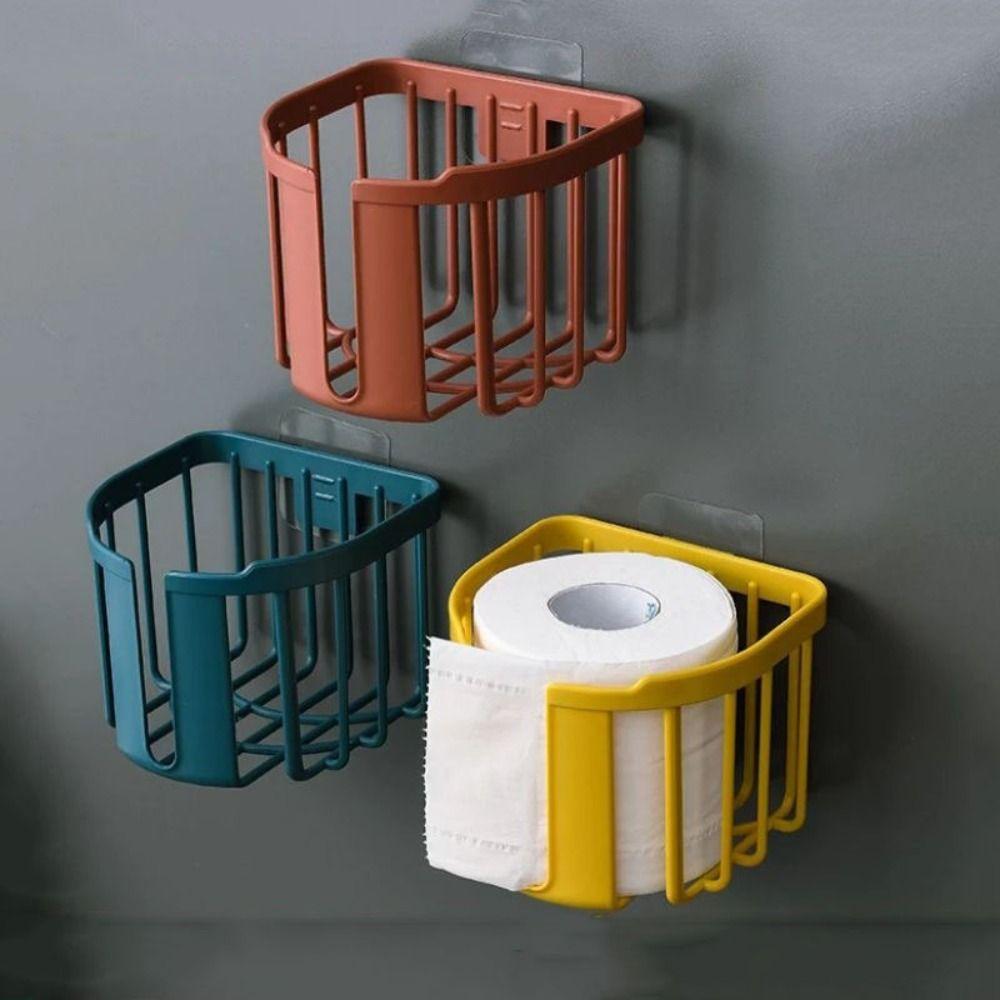 Bathroom Kitchen Self-Adhesive Punch-Free Roll Paper Storage Rack Oilet Paper Shelf Tissue Holder