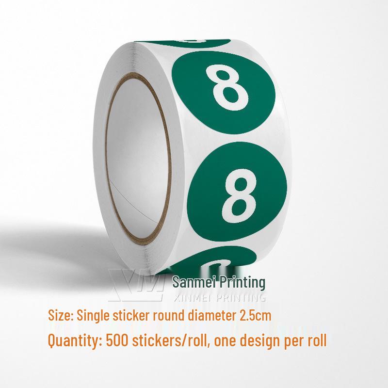 Самоклеящиеся круглые наклейки с номерами 1-33 – Цветные этикетки-идентификаторы в рулоне