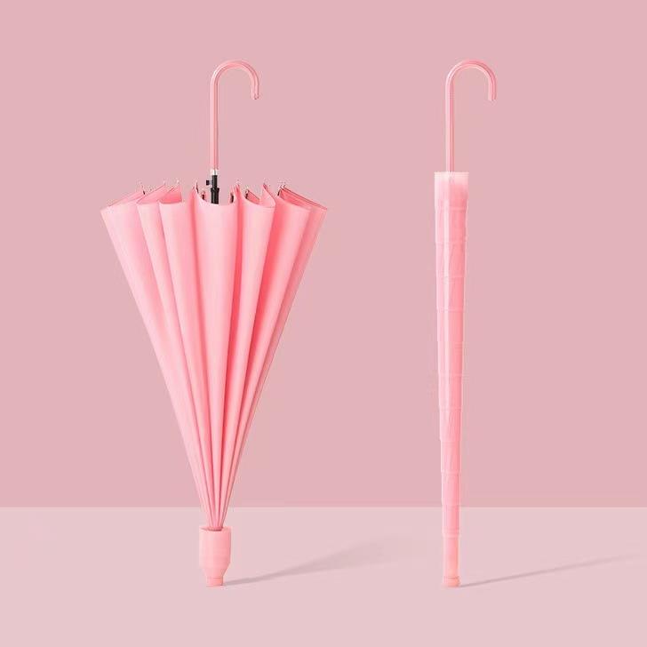 Новый 16-спицевый маленький свежий простой модный креативный зонт-автомат с изогнутой ручкой, водонепроницаемый чехол для зонта