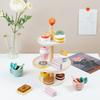Children's Dessert Afternoon Tea Wooden Simulation Cookies Three Layer Dessert Rack Cake Tower Set Play House Toys