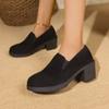 2024 Hot Selling Spring and Autumn Women's Shoes Fashionable Round Toe Solid Color Suede Medium Heel Slip-On Women's High Heels