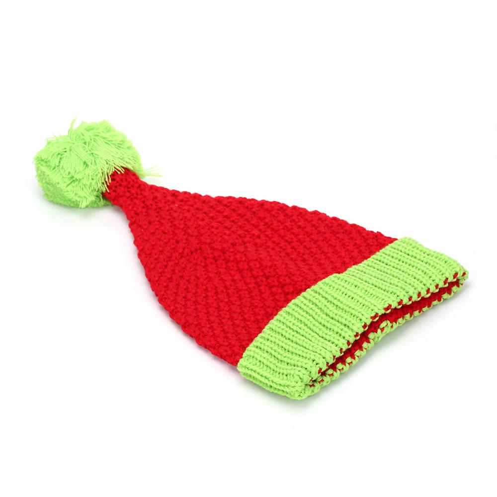 Унисекс Рождественская вязаная шапка с помпоном: Дизайн в стиле колор-блок для осени и зимы