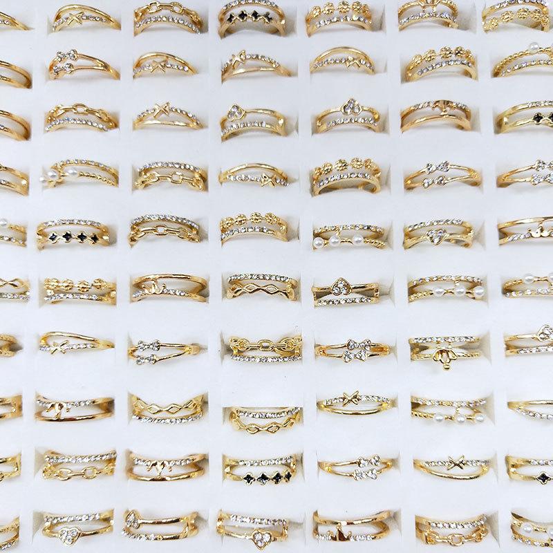 12 шт., простое универсальное кольцо с цветком и бриллиантом для девочек, кольцо с кристаллами