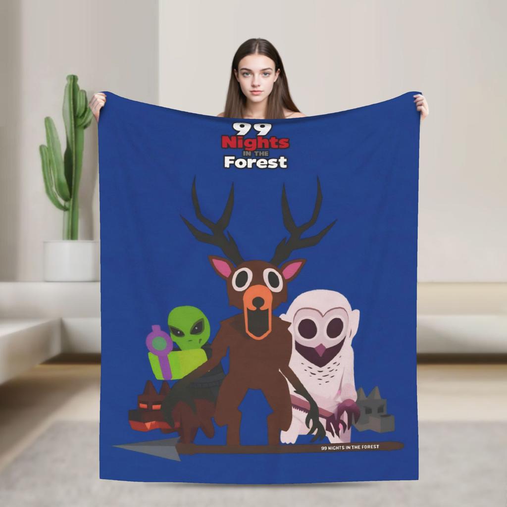 99 Nights in the Forest The Deer Flannel Throw Fashion Blanket Horror Game Bedding Knitted Fashion Blanket Outdoor Lightweight Multi-functio
