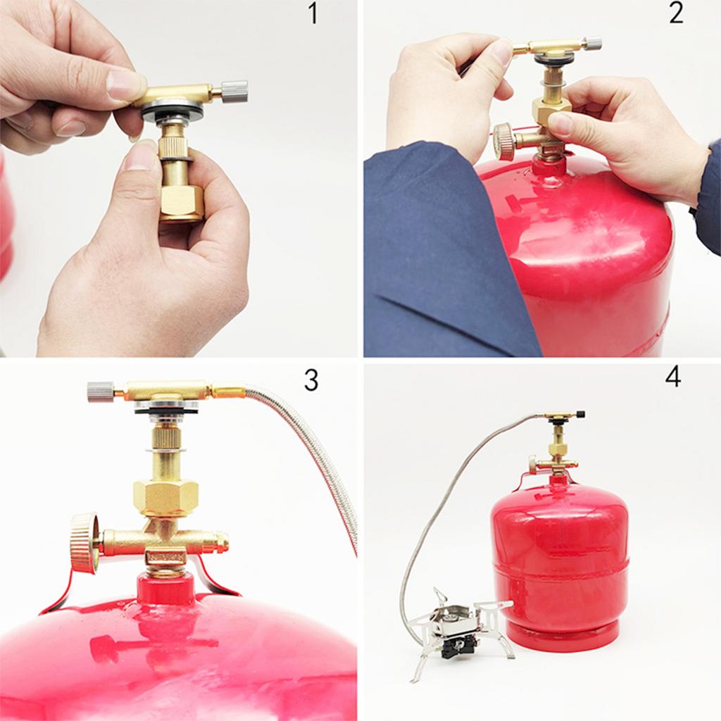 Переходник для газовой плиты для кемпинга, медный, соединитель для уличной плиты, адаптер для баллона, практичная головка для преобразования газовой печи, долговечный