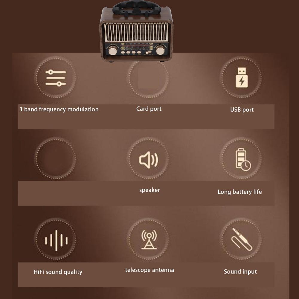 Multi-functional Bluetooth Speaker Wood Grain AM FM Radio Portable Full Band Radio  Gift