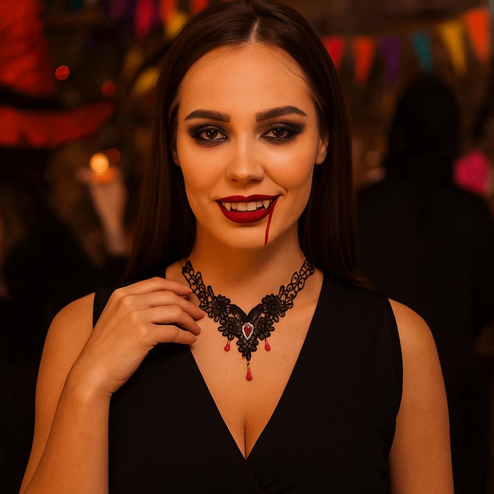 Pendant Lace Flower Necklace Tassel Halloween Clavicle Choker Cool Halloween Necklace Party