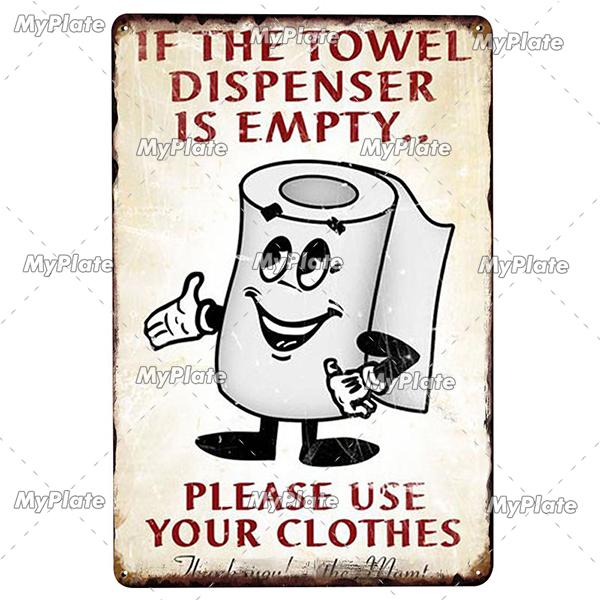 [MyPlate] Bathroom Rules Vintage Metal Sign Plaque Toilets Tin Sign Wall Decor For Pub Club Man Cave Bar Decoration Tin Plates