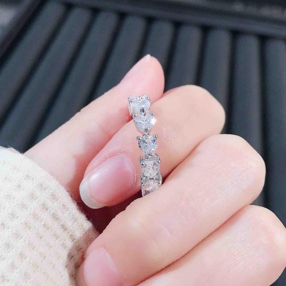 Women Moissanite Heart Rings D Color Imitation US Imported Fashion Minimalist Index Finger Ring