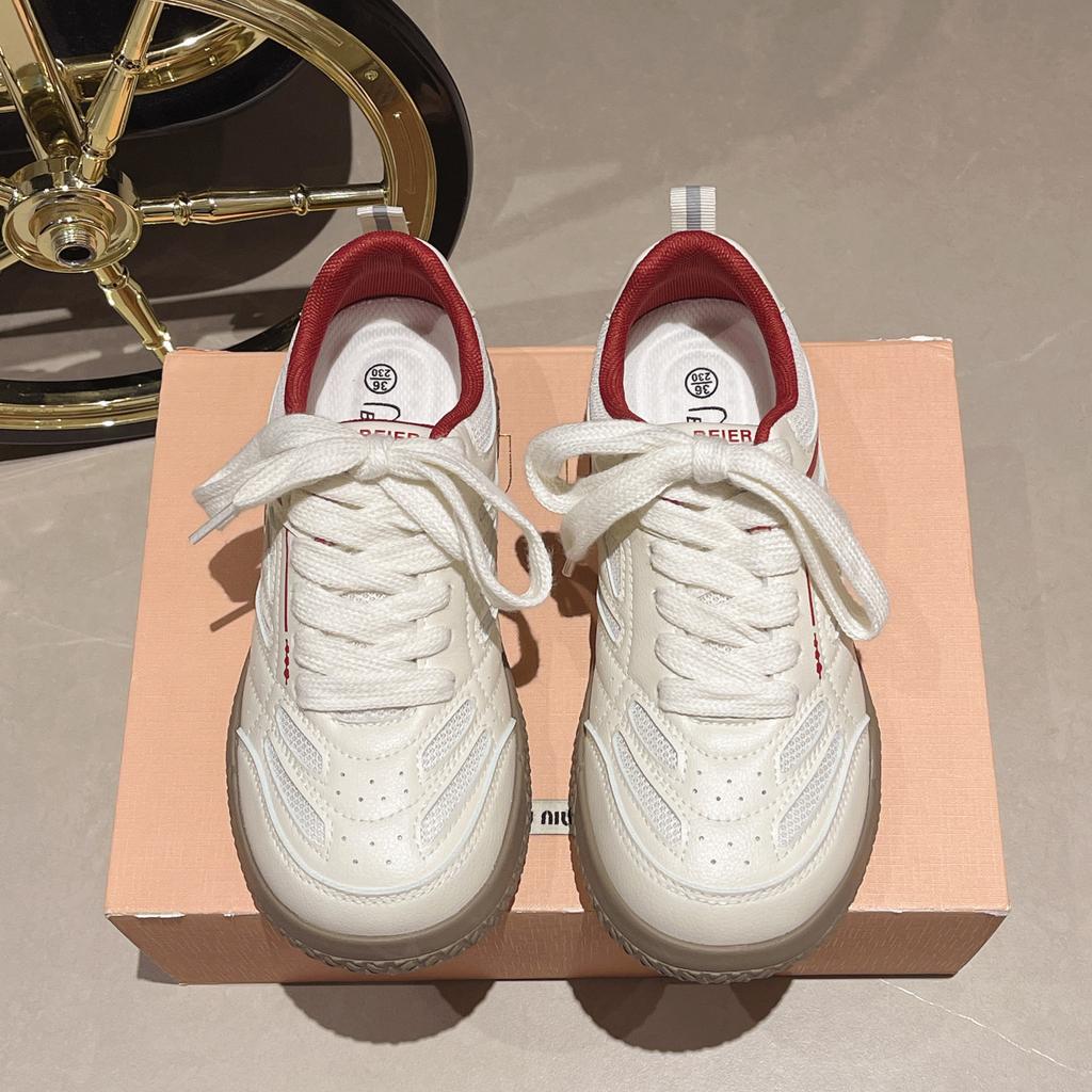 Простые и модные маленькие белые туфли лето новые дышащие и универсальные сетчатые на толстой подошве с круглым носком женские туфли повседневная обувь