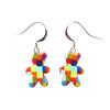 [P9811] - Multicolored 'Colombine & Harlequin' Handcrafted Earrings (teddy Bear) - 17x13 Mm