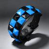 In Stock: Adjustable Black Double Row Square Studs Leather Bracelet - Trendy Punk Style, Multi-color Options for Men & Women
