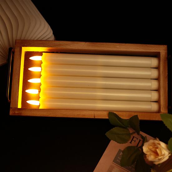 6Pcs Flameless Taper Candles Battery Operated Window Fake Candles with Remote Control Flickering LED Candles for Holiday Wedding Home Decor