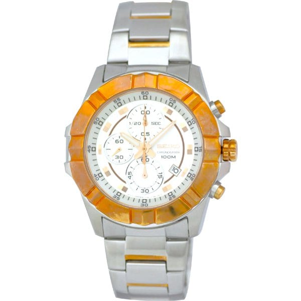 Seiko Унисекс SNDD76P1 (Хронограф кварцевый PG комбинированный браслет SV мужской) часы