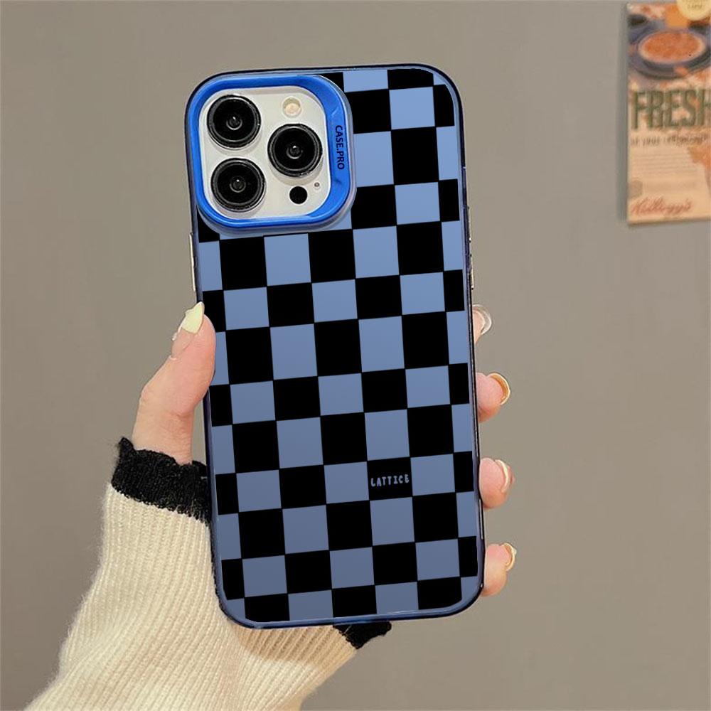 Современный геометрический клетчатый чехол для телефона для iPhone 11 12 13 14 15 16 Pro Max 7 8 14 15 16 Plus X XR XS Max Защитный чехол