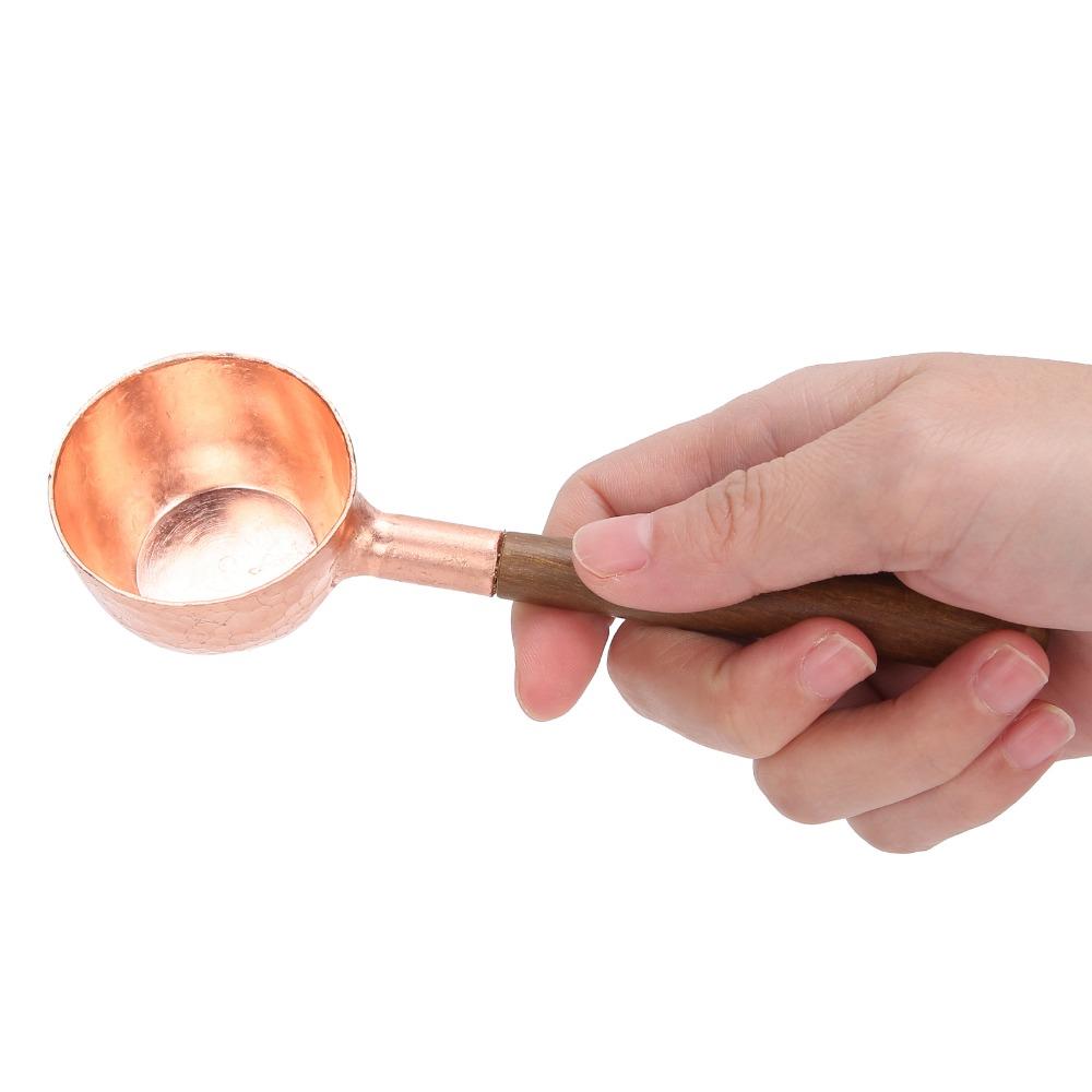 Red Copper Finish Long Handle Measuring Spoons Coffee Measuring Scoop Kitchen Use