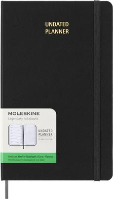 Moleskine 12-месячный недатированный еженедельник, большой формат (13 см x 21 см), Черная твердая обложка, DHUNDB12WN301