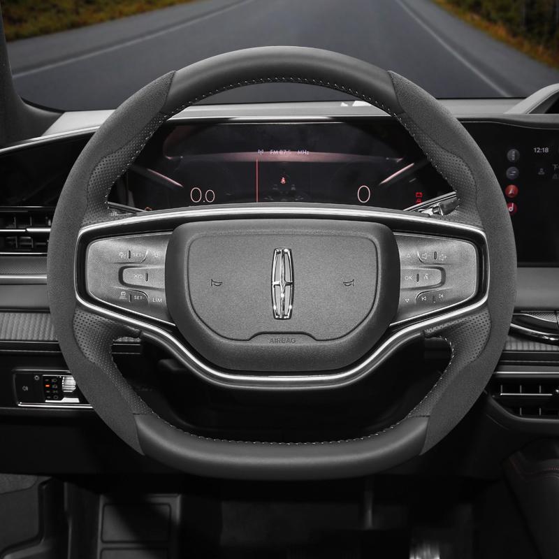 Suitable for Lincoln Anti-Slip Buckle Segmented Suede Steering Wheel Cover Suitable for Mkc Mkz Mkx Continental Navigator Mkt Mark Viii Town G1
