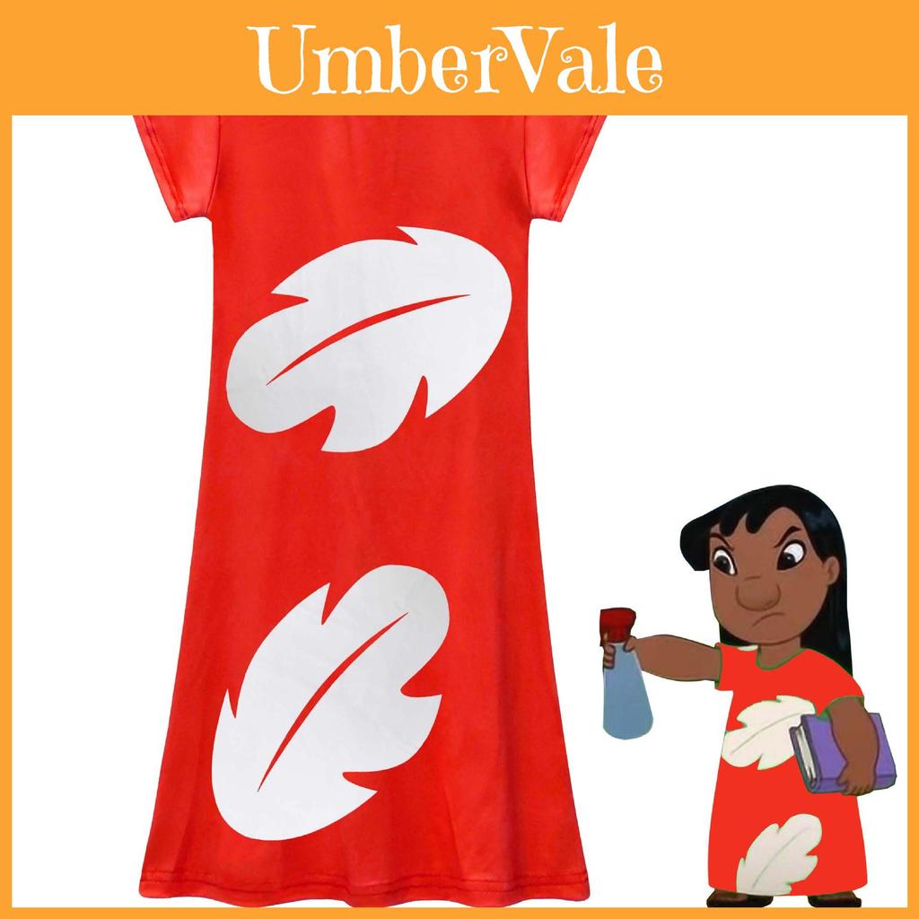 Lilo And Stitch Girl Dress With Polyester Fabric And Abstract Print For Spring Autumn Playtime