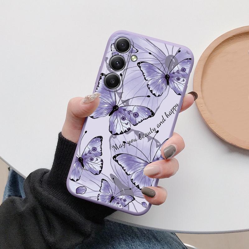 Мягкий силиконовый чехол Butterfly Cat для Xiaomi Redmi Note 13 Pro 13C 14 Samsung A35 A55 M35 S24 Huawei Honor 200 iPhone Camera Защитный противоударный чехол
