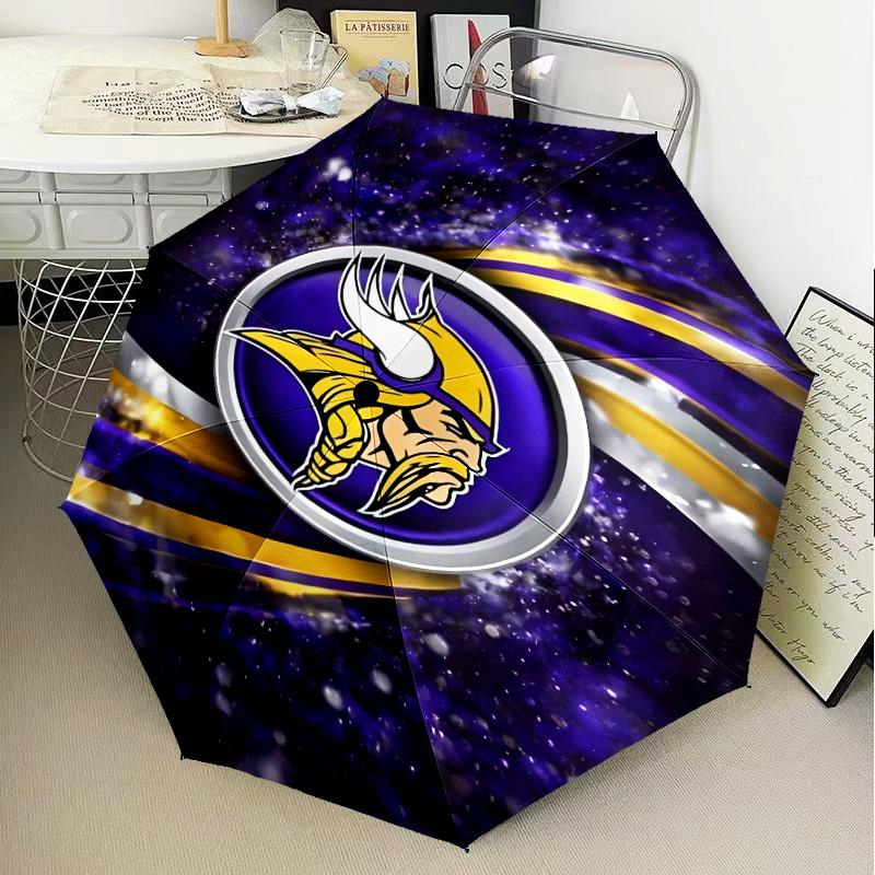 Зонт-трость Minnesota Vikings, складной зонт, автоматический зонт с 8 спицами для путешествий, кемпинга. Подарок на Хэллоуин, Рождество