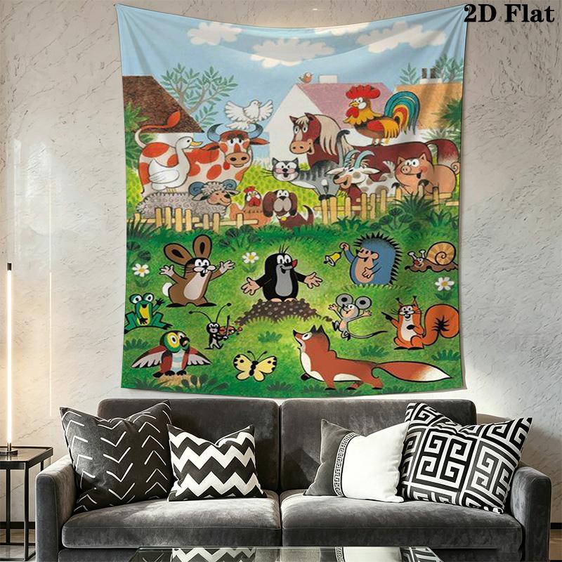 Cartoon Mole Print Pattern Home Decor Tapestry, Wall Hanging, Decorative RV Wall Cloth.ZGT0914258