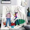 1PC Simon the Rabbit Print Flannel Blanket, High quality Comfortable for All Seasons, Home Decor, Warmth and Comfort, Perfect for Christmas Gifts157