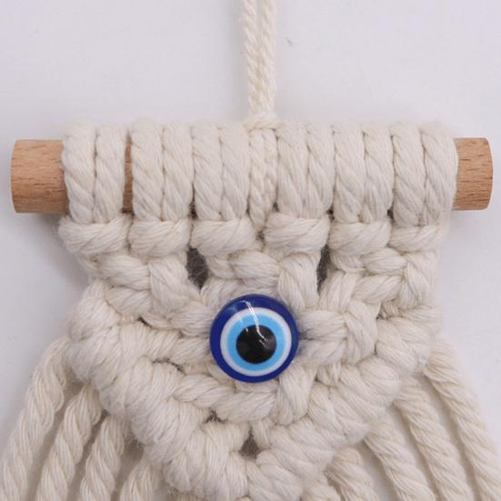 Подвесное украшение из хлопчатобумажной веревки ручной работы с синей кисточкой в ​​деревенском стиле, элегантная деревянная палочка